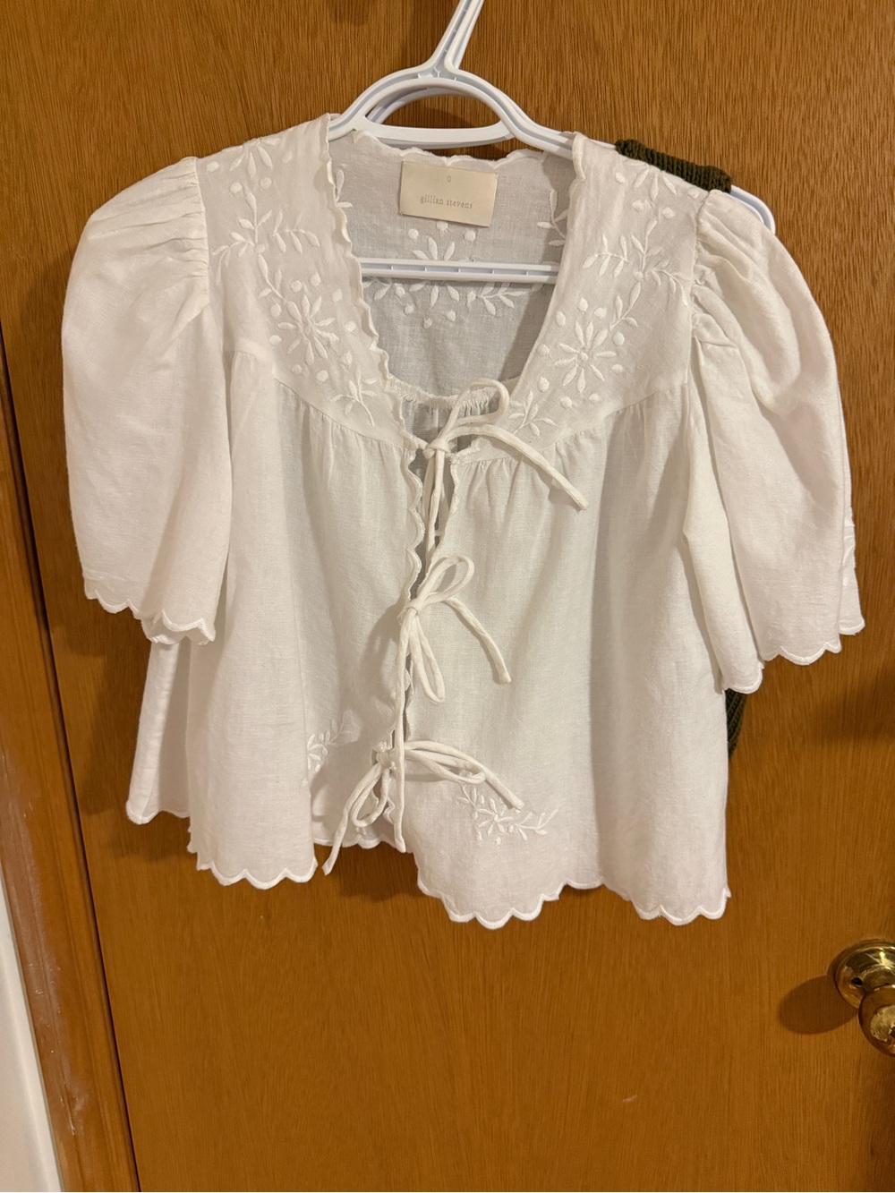 White Eyelet Tie-Front Blouse - Picture 5 of 5